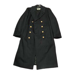 United States Naval Academy Trench Coat Sons Vtg Black‎ Navy Jacket 50s 60s
